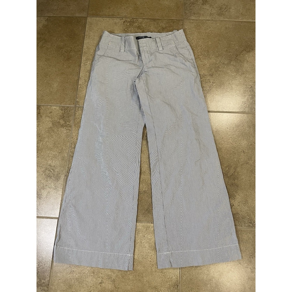 Gap Women's Wide Leg Chino Pants Sz 4 Ankle Striped Blue White Twill
